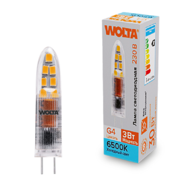 Светодиодная лампочка Wolta WSTD-JC-220V3W6KG4-P (3 Вт, G4)