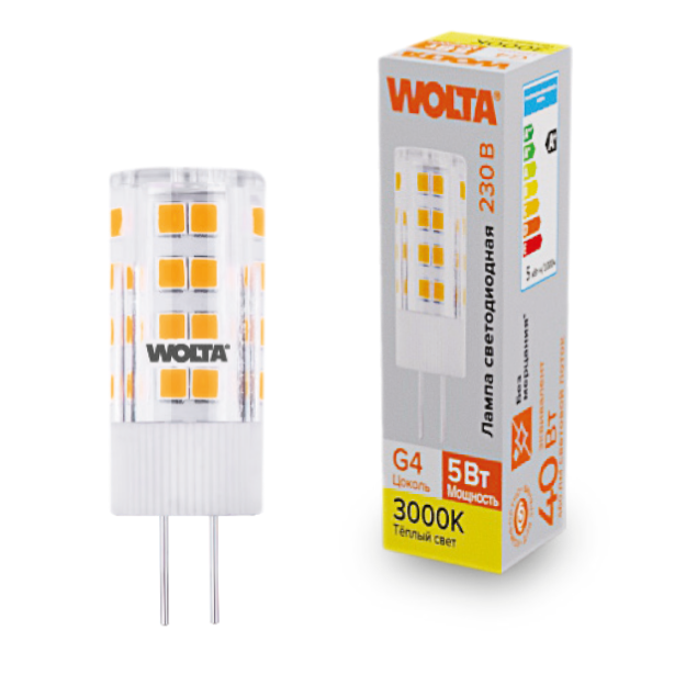 Светодиодная лампочка Wolta WSTD-JC-220V5W3KG4-C (5 Вт, G4)