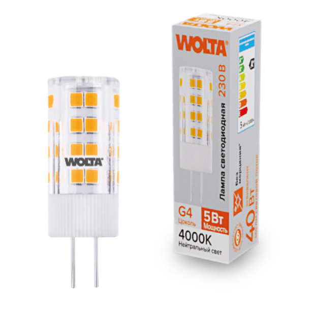 Светодиодная лампочка Wolta WSTD-JC-220V5W4KG4-C (5 Вт, G4)