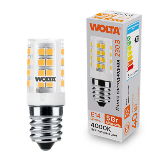 Светодиодная лампочка Wolta WSTD-JCD-5W4KE14-C (5 Вт, E14)
