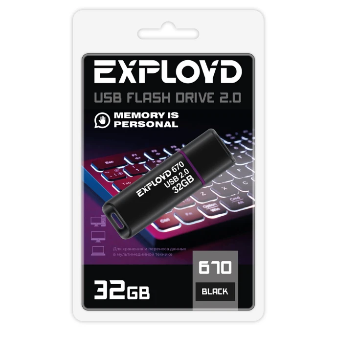 USB Flash накопитель 32Gb Exployd 670 Black - EX-32GB-670-Black