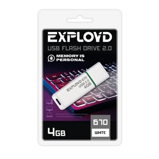 USB Flash накопитель 4Gb Exployd 670 White - EX-4GB-670-White