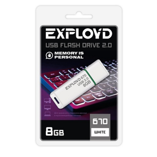USB Flash накопитель 8Gb Exployd 670 White - EX-8GB-670-White