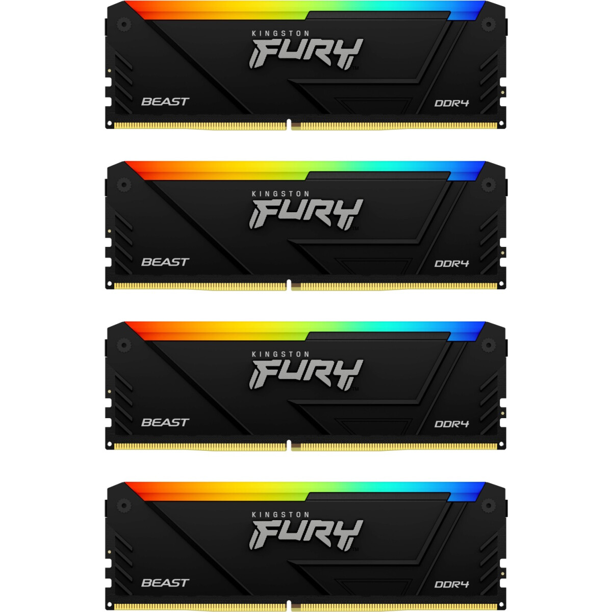 Оперативная память 128Gb DDR4 3600MHz Kingston Fury Beast Black RGB (KF436C18BB2AK4/128) (4x32Gb KIT) - фото 3