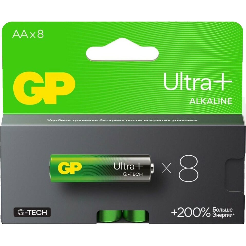 Батарейка GP 15A Ultra Plus Alkaline (AA, 8 шт.) (15AUPA21-2CRB8) - 4891199222702