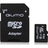 Карта памяти 64Gb MicroSD QUMO + SD адаптер  (QM64GMICSDXC10U1)