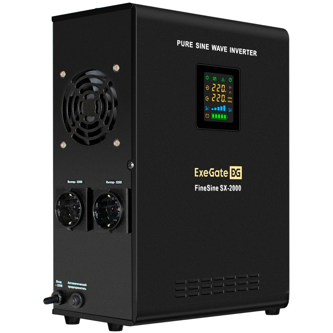 ИБП + батарея ExeGate FineSine SX-2000.LCD.AVR.2SH + 2x DT 12100 (100Ач) - EX296600RUS