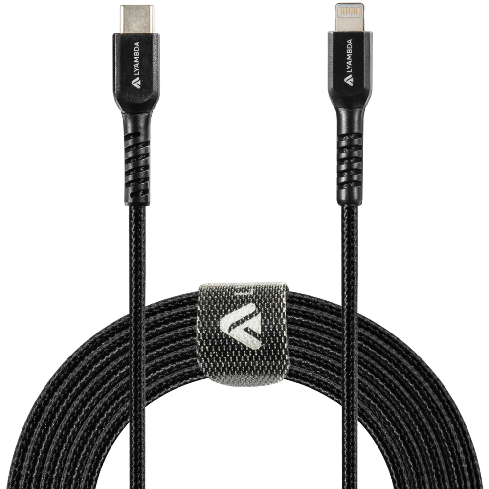 Кабель USB Type-C - Lightning, 2.5м, Lyambda LCL25-BK