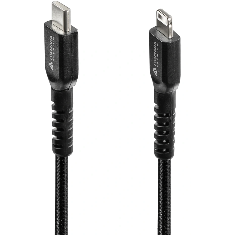 Кабель USB Type-C - Lightning, 2.5м, Lyambda LCLm25-BK - фото 3