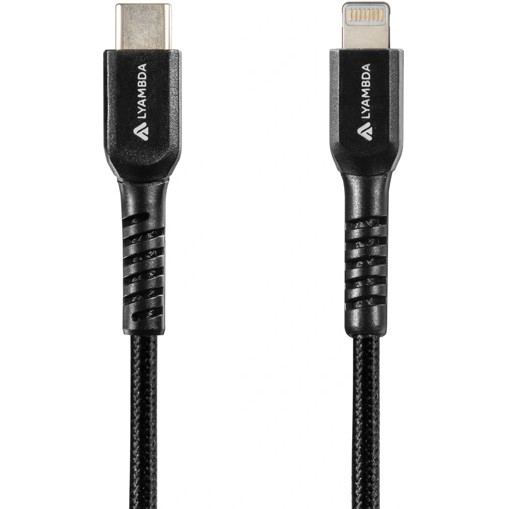 Кабель USB Type-C - Lightning, 0.5м, Lyambda LCL05-BK