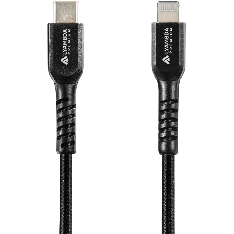 Кабель USB Type-C - Lightning, 0.5м, Lyambda LCLm05-BK