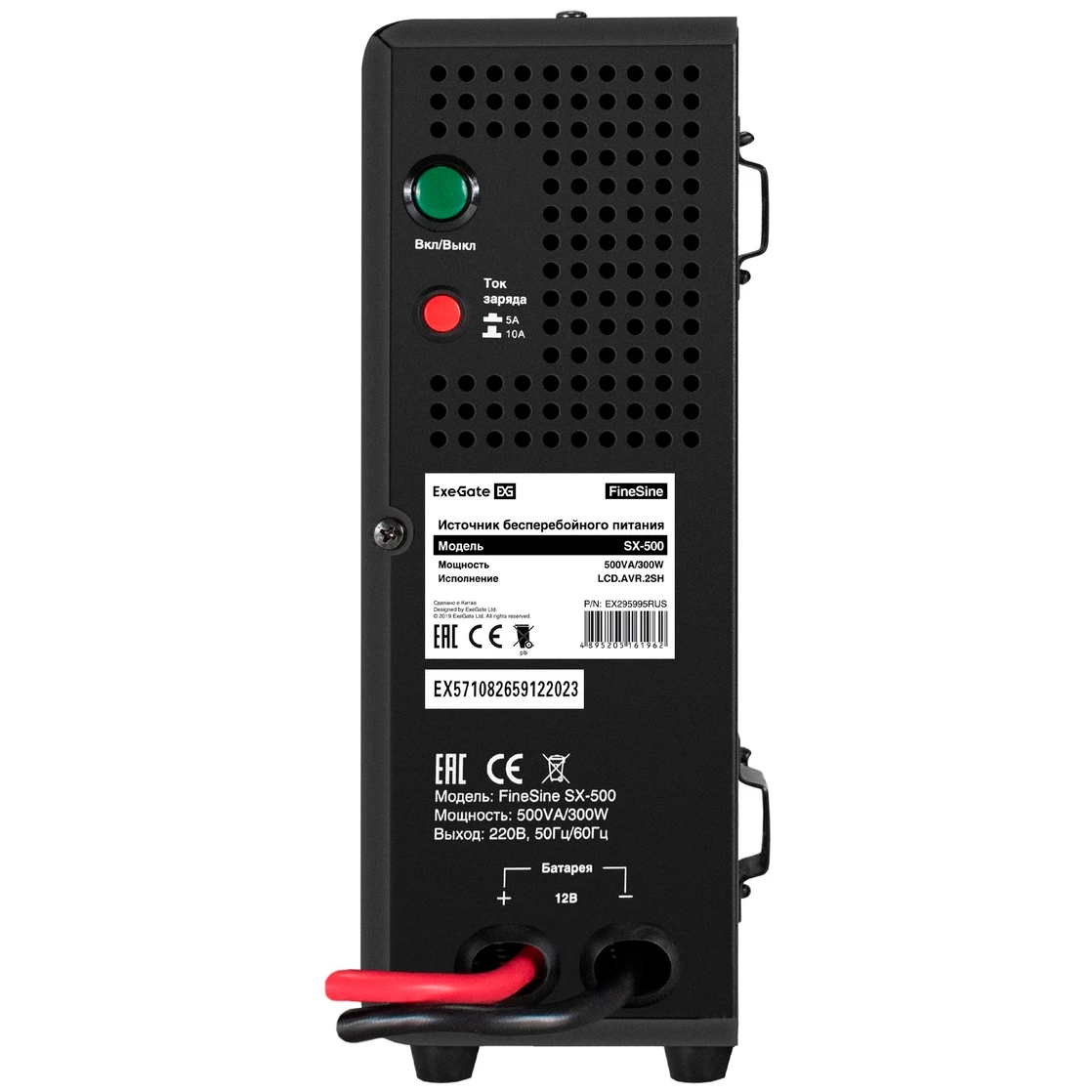 ИБП ExeGate FineSine SX-500.LCD.AVR.2SH + DT 1275 (75Ач) - EX296504RUS - фото 5