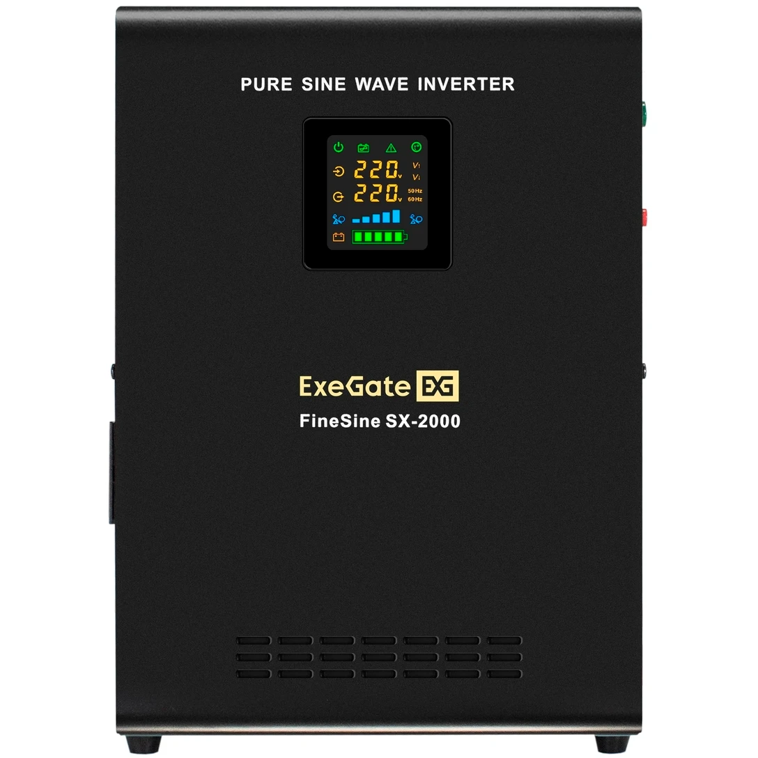 ИБП + батарея ExeGate FineSine SX-2000.LCD.AVR.2SH + 2x HRL 12-45 (45Ач) - EX296591RUS - фото 2