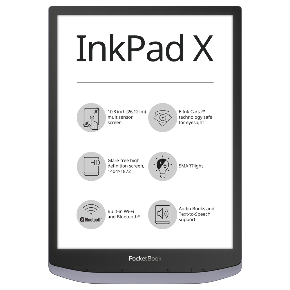Электронная книга PocketBook InkPad X Metallic Grey - PB1040-J-WW