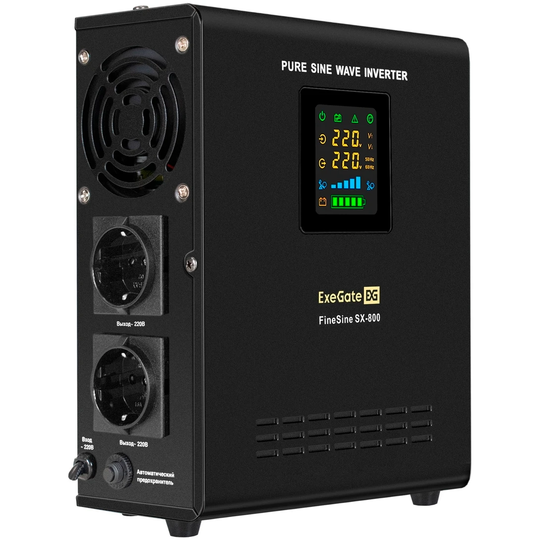 ИБП ExeGate FineSine SX-800.LCD.AVR.2SH + DT 1233 (33Ач) - EX296518RUS - фото 2
