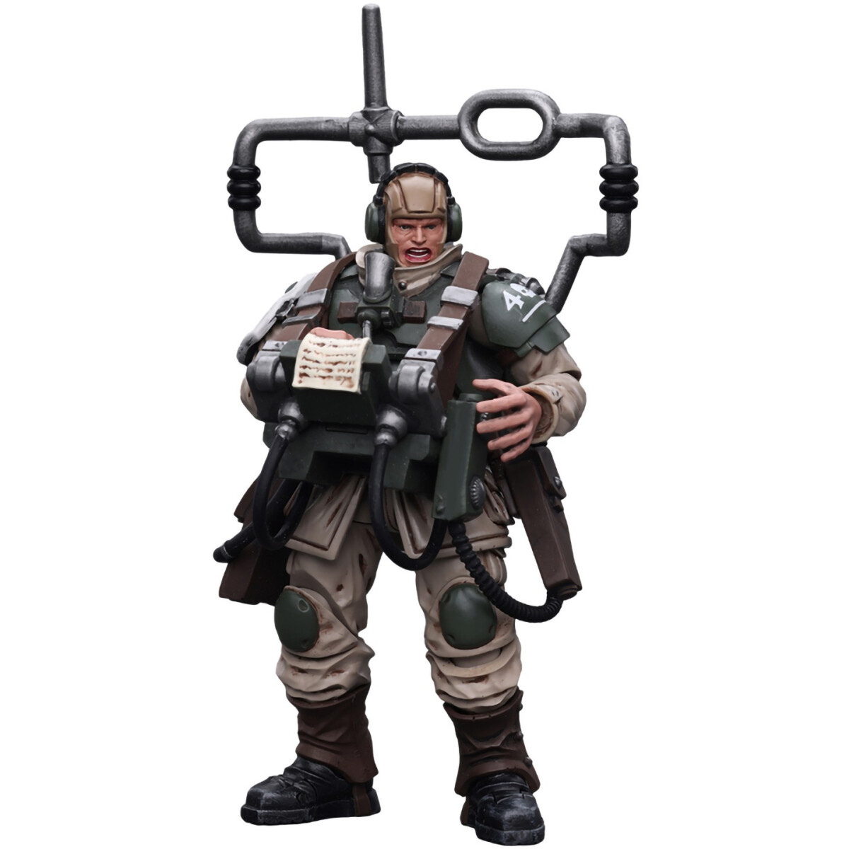Фигурка JOYTOY Warhammer 40K Astra Militarum Cadian Command Squad Veteran with Master Vox - JT7912 - фото 3