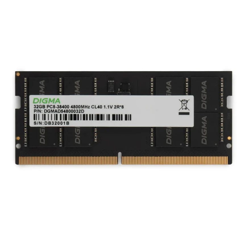 Оперативная память 32Gb DDR5 4800MHz Digma SO-DIMM (DGMAS54800032D)