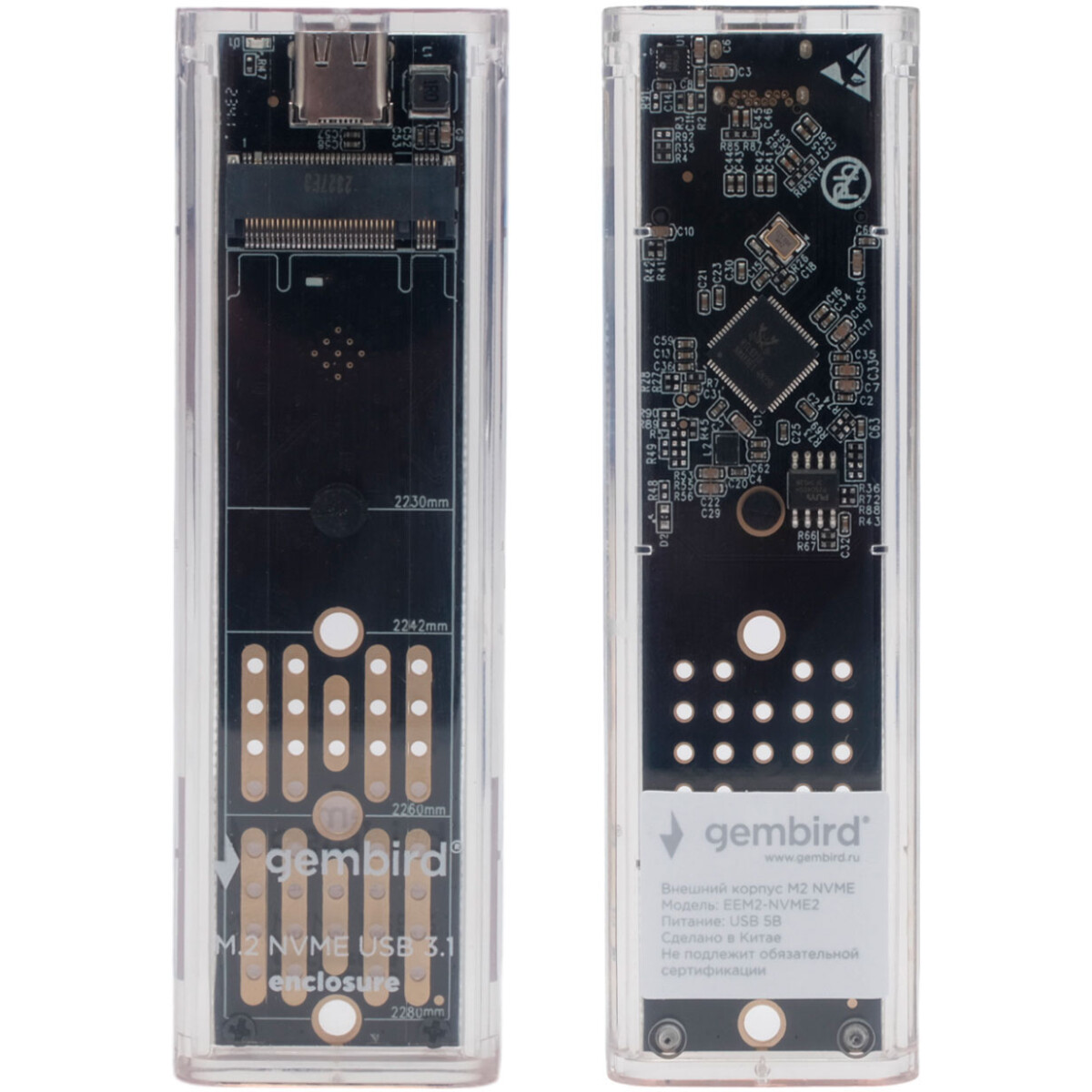 Внешний корпус для SSD M.2 Gembird EEM2-NVME-2 Transparent - фото 2