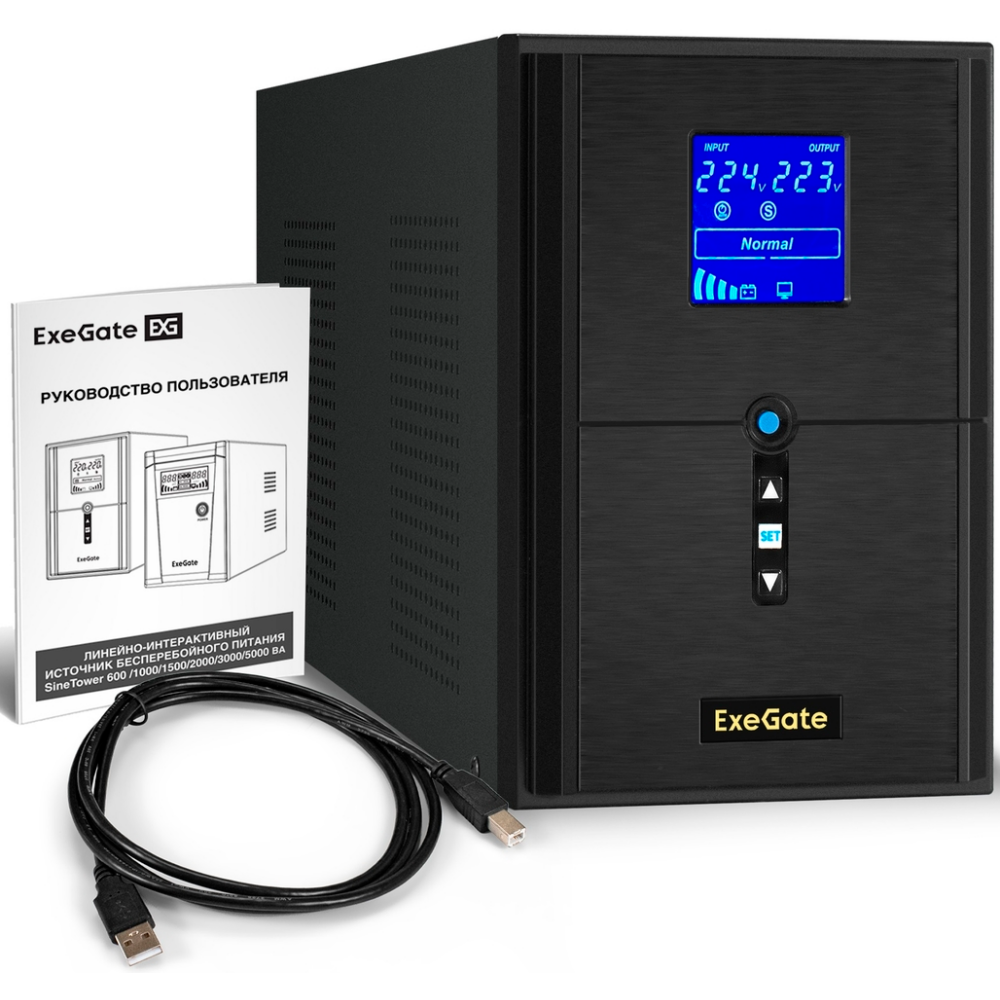 ИБП ExeGate SineTower SN-2000.LCD.AVR.3SH.1C13.RJ.USB - EX295983RUS - фото 4
