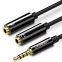 Разветвитель 3.5 Jack (M) - 2x 3.5 Jack (F), 0.2м, UGREEN AV141 Black (30620)