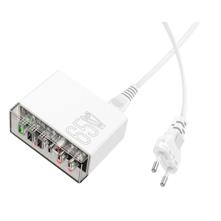 Сетевое зарядное устройство HOCO 65W GaN White - 6942007606608 - фото 2