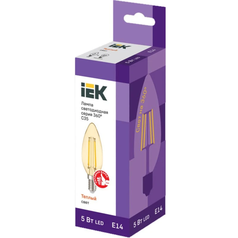 Светодиодная лампочка IEK LLF-C35-5-230-30-E14-CLG (5 Вт, E14) - фото 2