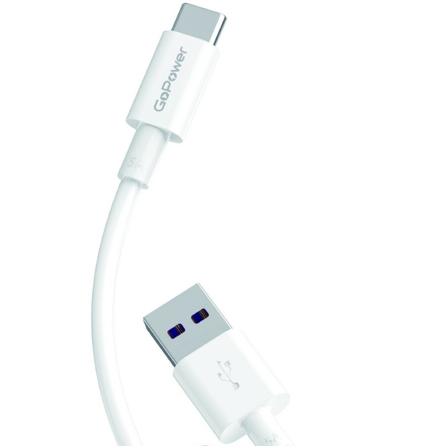 Кабель USB - USB Type-C, 1м, GoPower GP12T White - 00-00022778