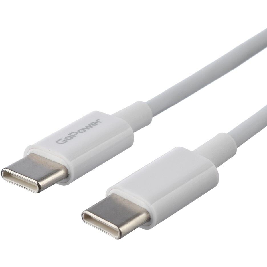 Кабель USB Type-C - USB Type-C, 1м, GoPower GP10TT-100W White