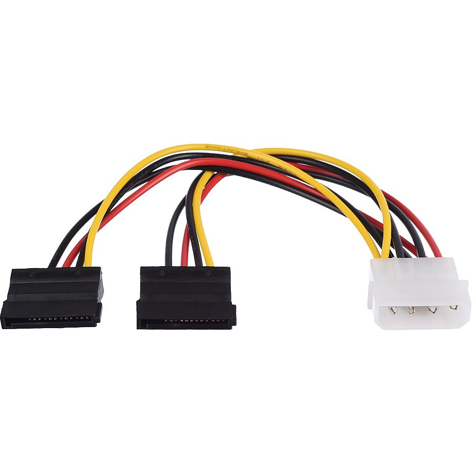 Переходник Molex - 2x SATA, 0.2м, GoPower 00-00027494