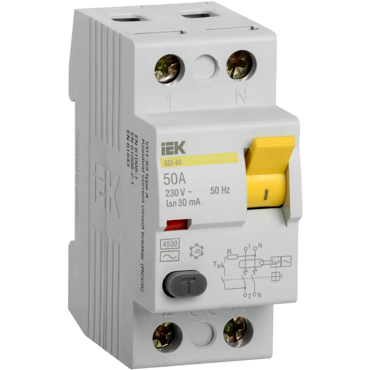 Выключатель дифференциального тока (УЗО) IEK MDV10-2-050-030