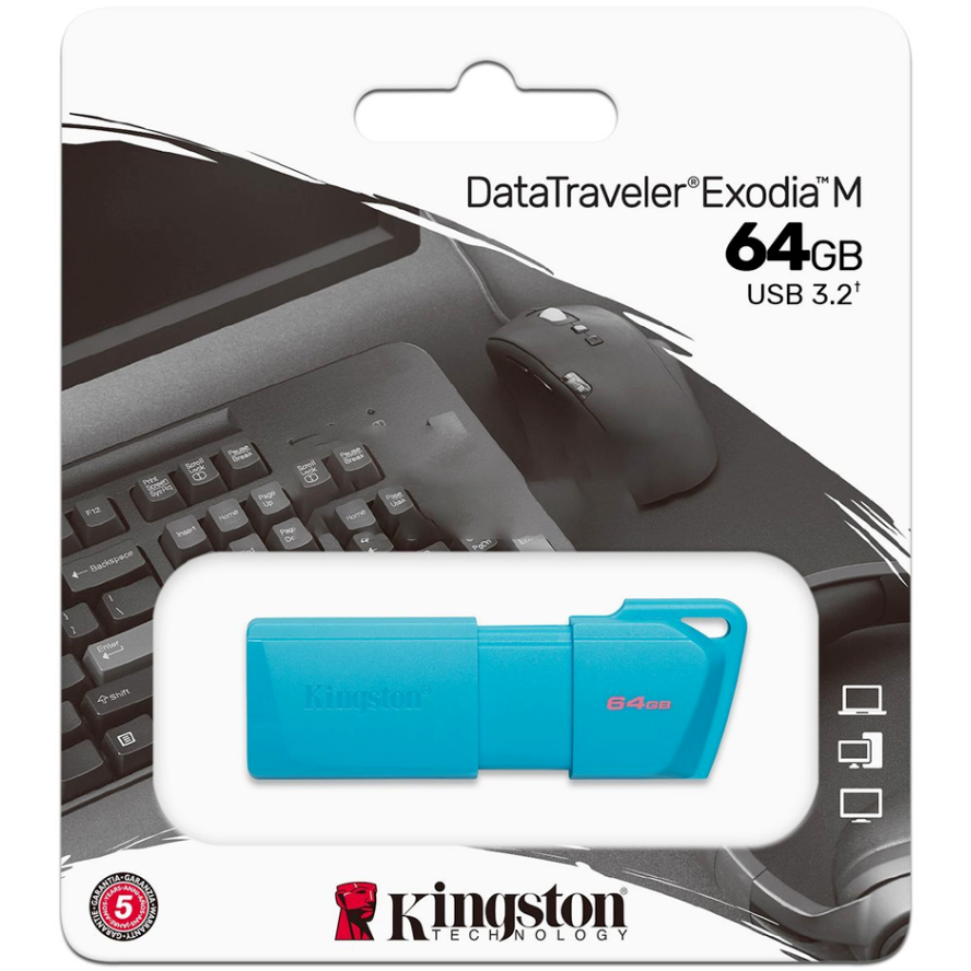 USB Flash накопитель 64GB Kingston DataTraveler Exodia M Neon Aqua Blue (KC-U2L64-7LB) - фото 2