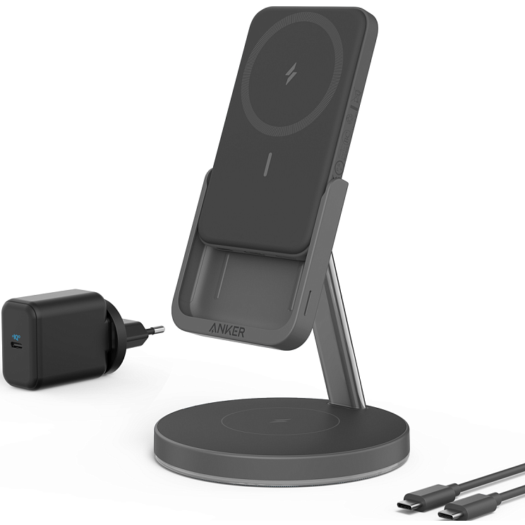 Внешний аккумулятор Anker PowerWave Mag-Go 2-in-1 Black