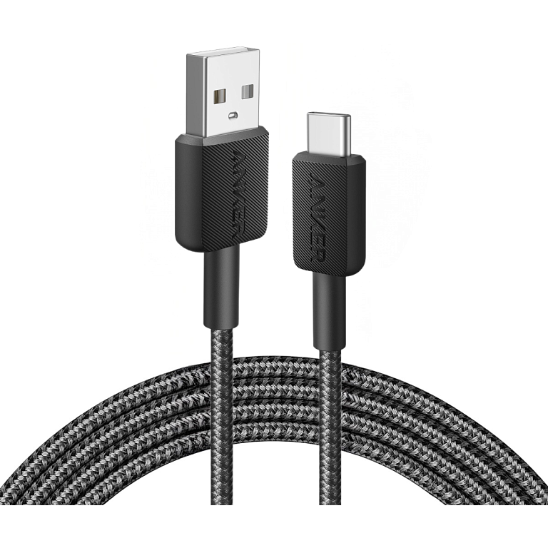 Кабель USB - USB Type-C, 0.9м, Anker 322 Black
