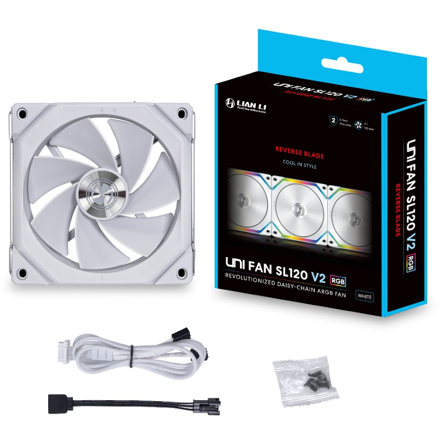 Вентилятор для корпуса Lian Li UNI Fan SL 120 V2 Reverse Blade White - G99.12RSLV21W.(00/R0) - фото 5