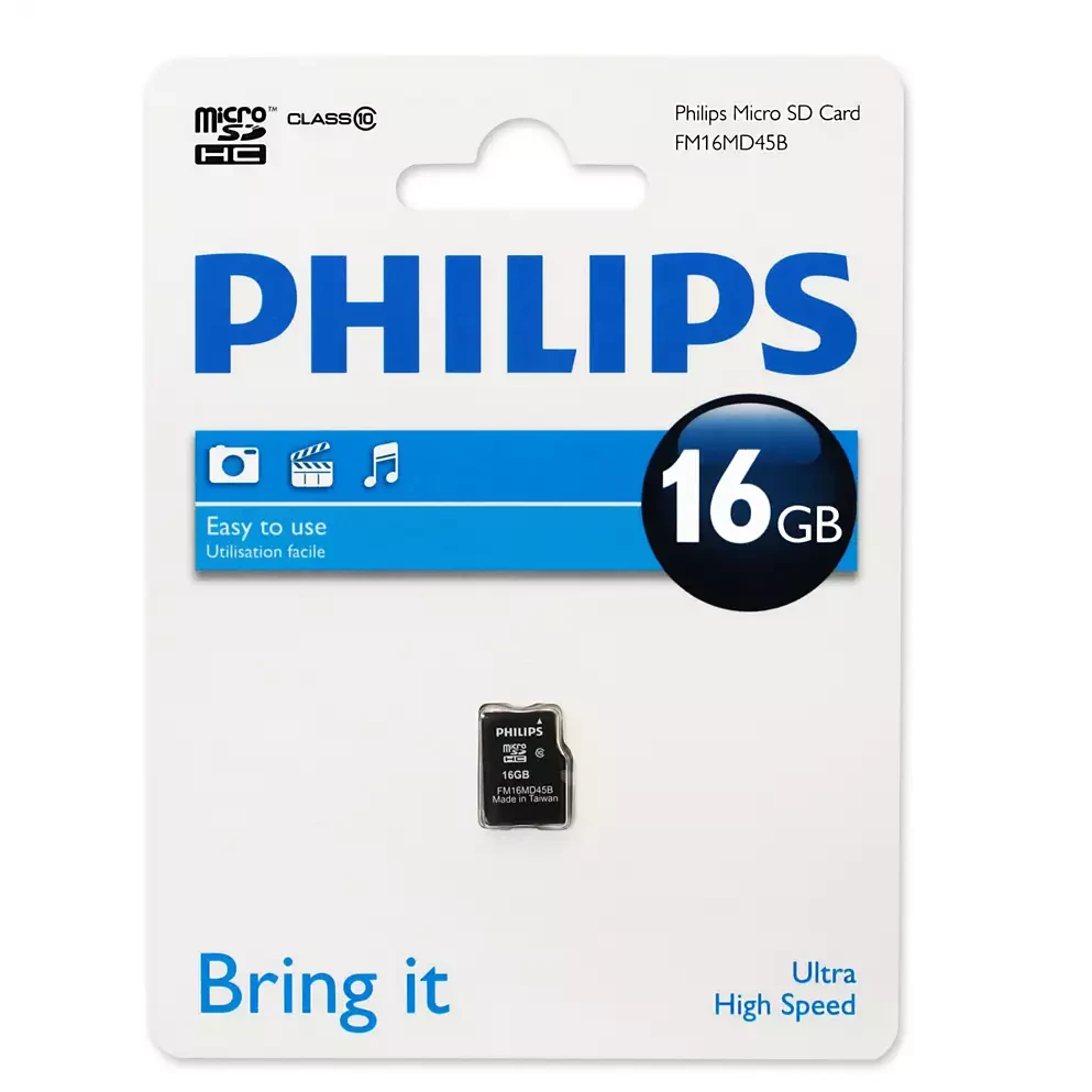 Карта памяти 16Gb MicroSD Philips (FM16MD45B/97)