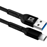 Кабель USB - USB Type-C, 1м, Defender F167 Black (87103BLA)