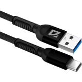 Кабель USB - USB Type-C, 1м, Defender F167 Black (87103BLA)