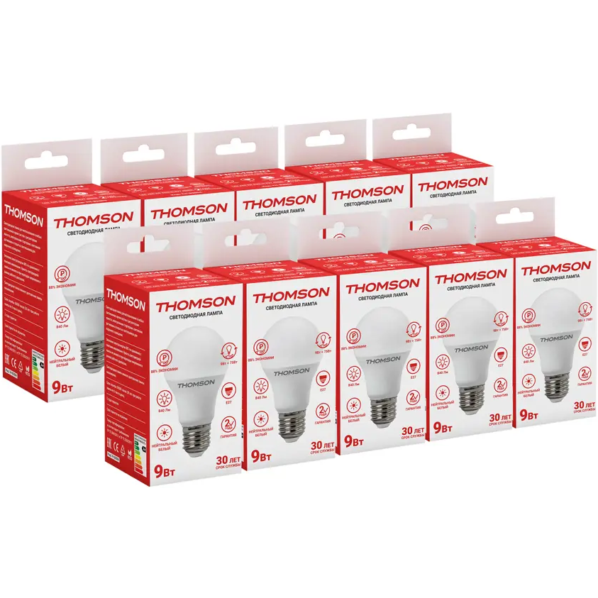 Светодиодная лампочка Thomson TH-B2004-10 (9 Вт, E27) 10 шт. - фото 2