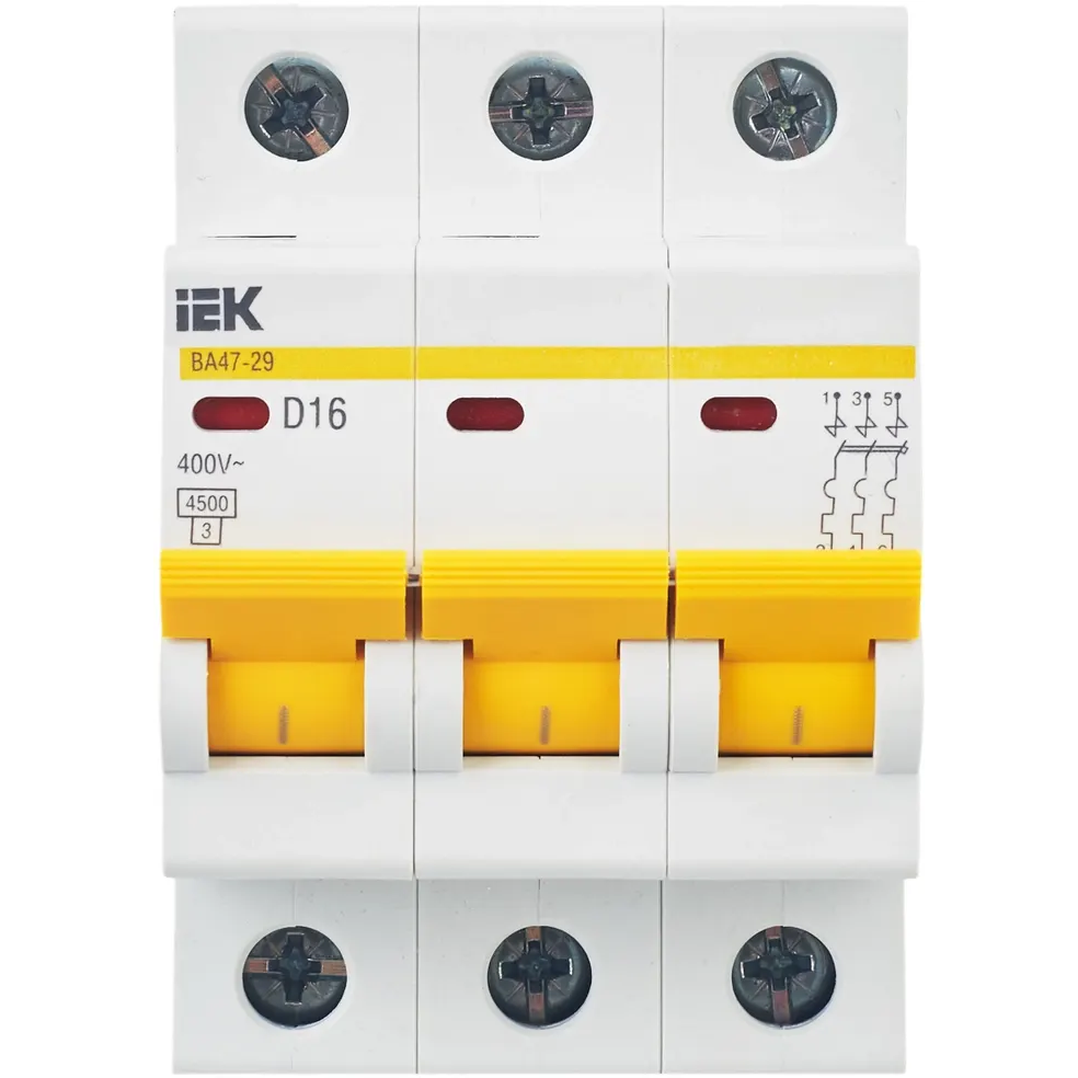 Автоматический выключатель IEK KARAT ВА47-29 3P D 16А - MVA20-3-016-D