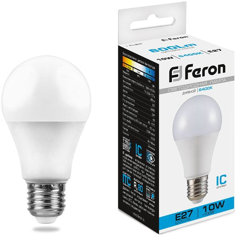 Светодиодная лампочка Feron LB-92 6400K (10 Вт, E27) - 25459