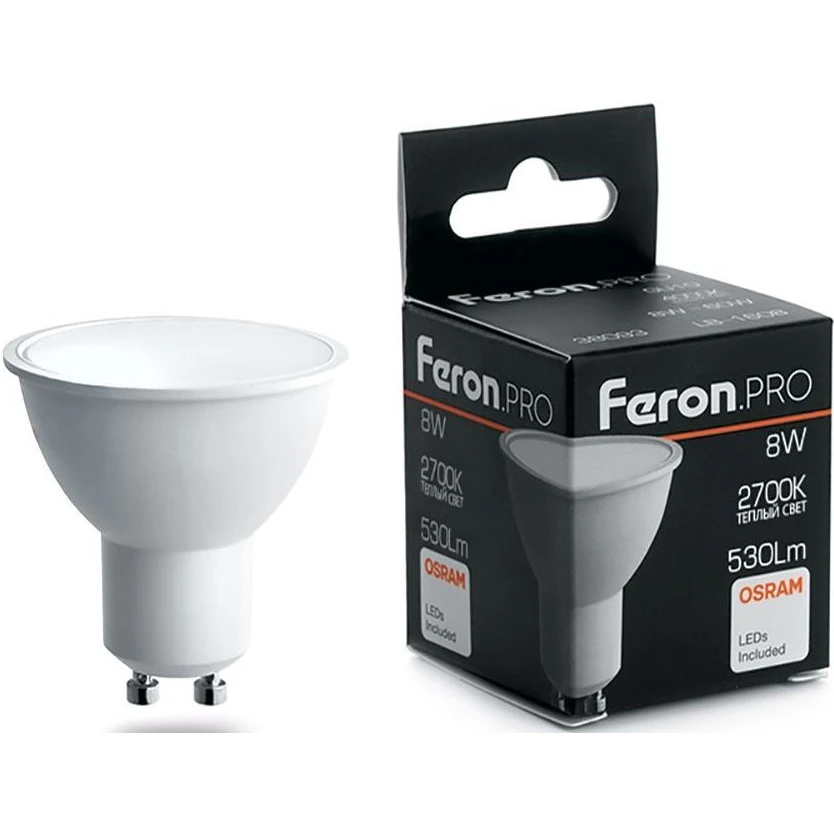 Светодиодная лампочка Feron PRO LB-1608 2700K (8 Вт, GU10) - 38092