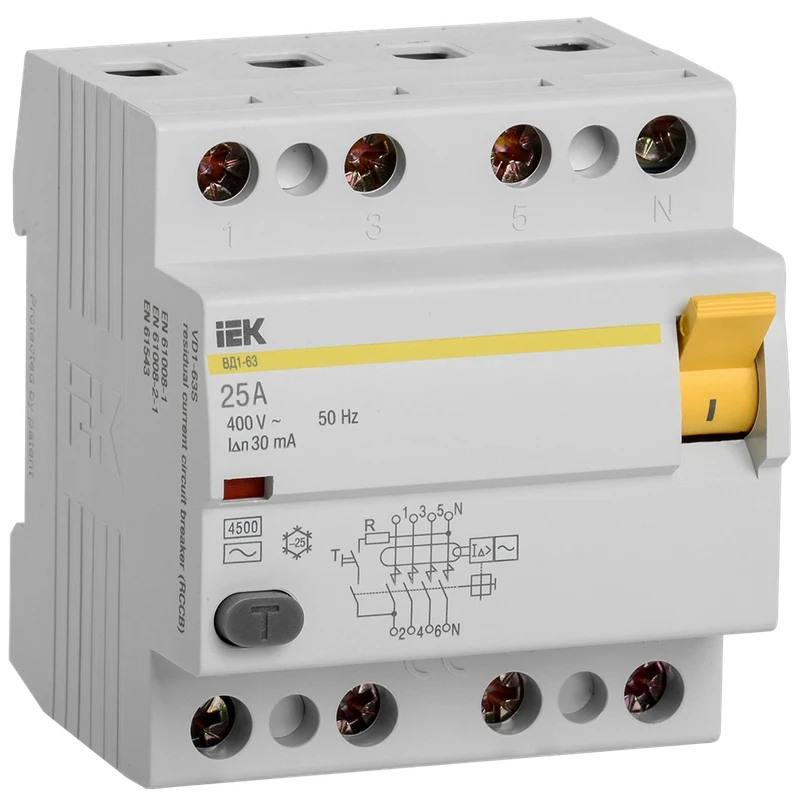 Выключатель дифференциального тока (УЗО) IEK MDV10-4-025-030