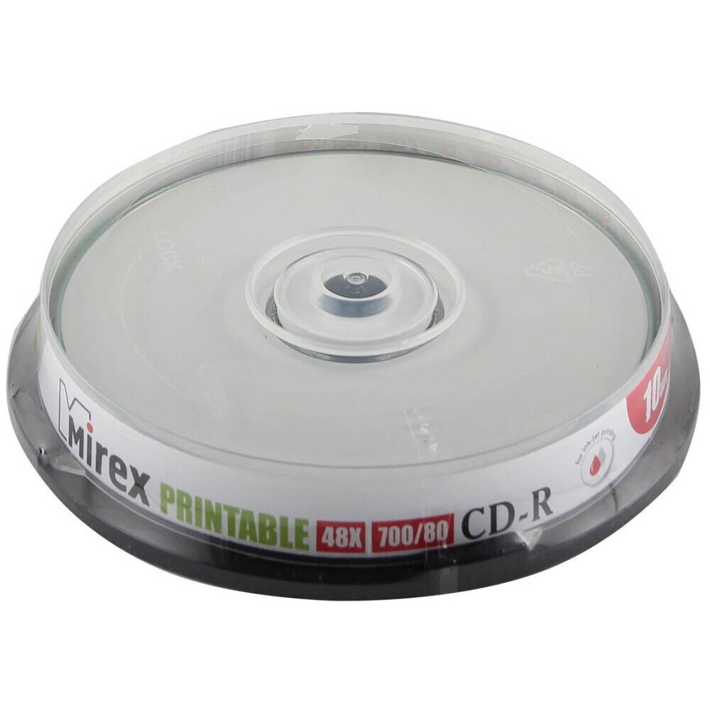 Диск CD-R Mirex 700MB 48x Cake Box Printable (10 шт.)