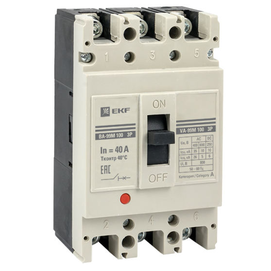 Автоматический выключатель EKF mccb99-100-40m
