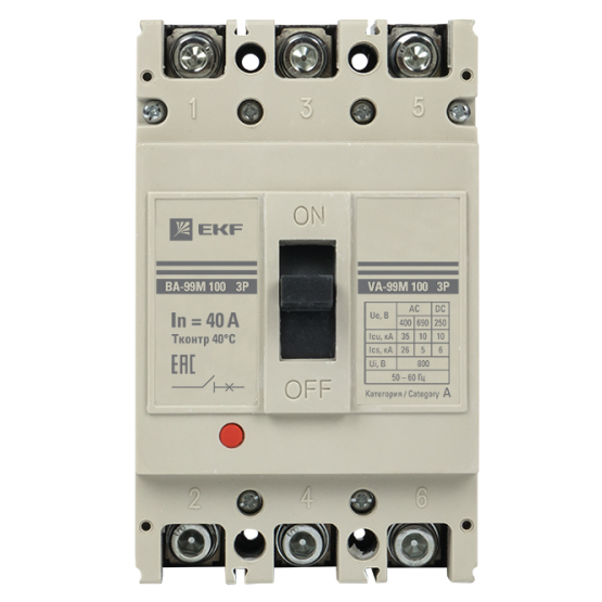 Автоматический выключатель EKF mccb99-100-40m - фото 2
