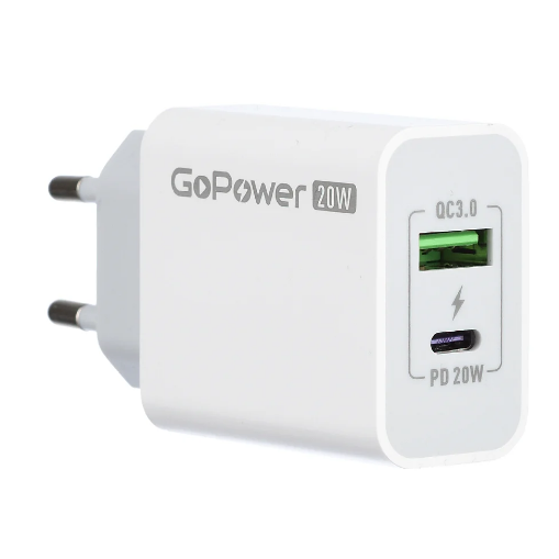 Сетевое зарядное устройство GoPower GPQC08 White