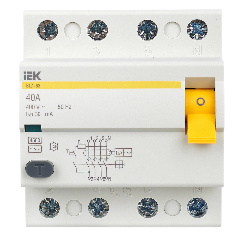 Выключатель дифференциального тока (УЗО) IEK MDV10-4-040-030 - фото 2