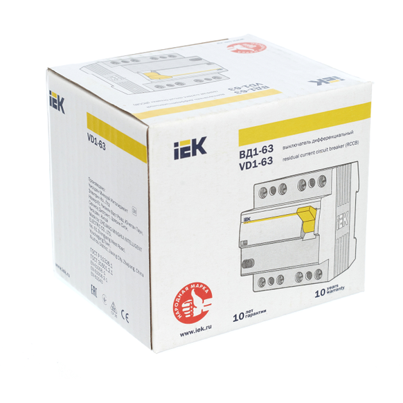 Выключатель дифференциального тока (УЗО) IEK MDV10-4-040-100 - фото 3