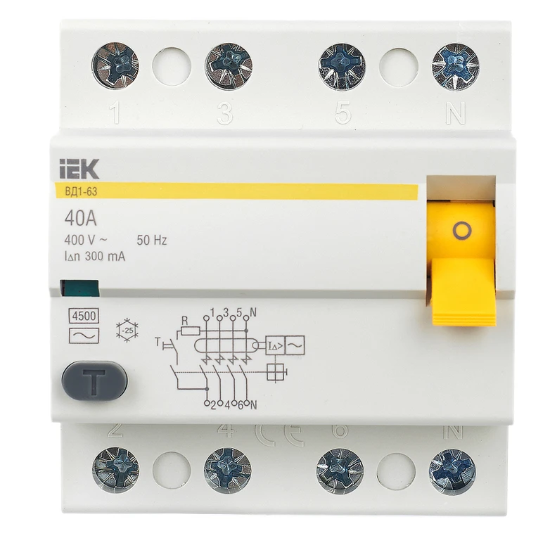 Выключатель дифференциального тока (УЗО) IEK MDV10-4-040-300 - фото 2