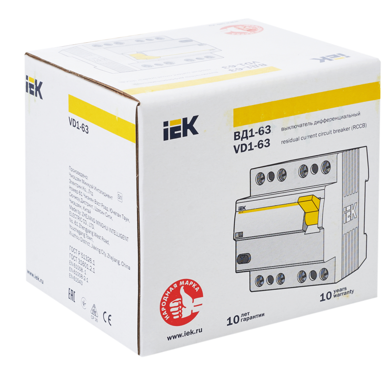 Выключатель дифференциального тока (УЗО) IEK MDV10-4-063-100 - фото 3